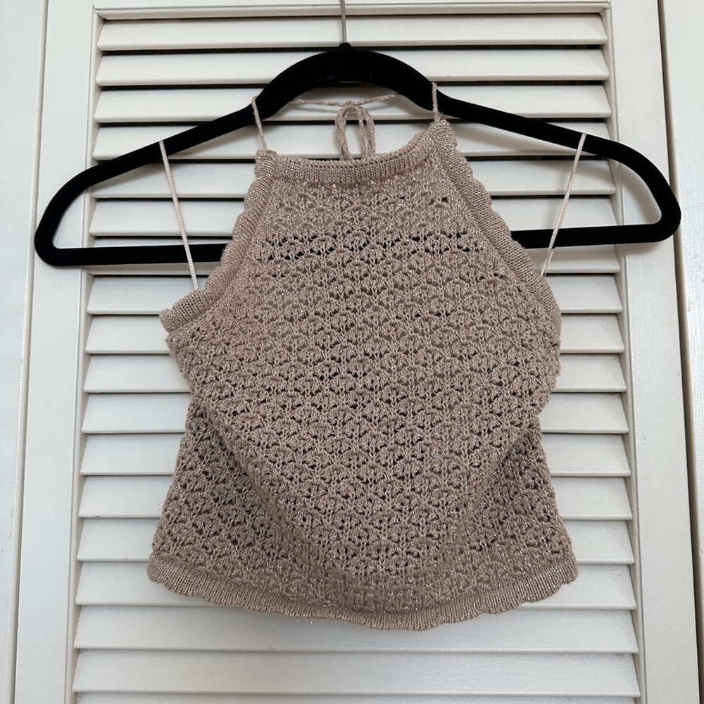 Zara Crochet Sparkle Halter Top